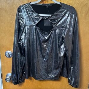 Marc New York Metallic Black Blouse